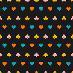 Seamless pattern with colorful playing card symbols