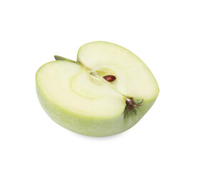 Half of ripe green apple on white background