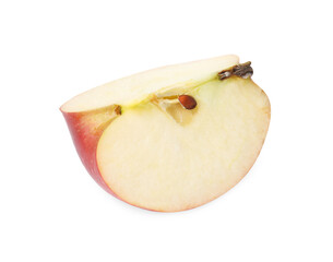 Piece of ripe red apple isolated on white