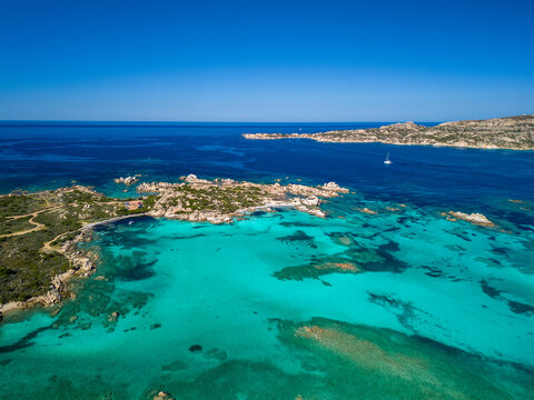 Aerial View of La Maddalena Coastline, Province of Sassari, Sardinia, Italy
