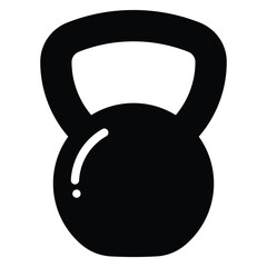 Kettlebell vector icon. Girya weight. Strength training equipment. Gym symbol. Black silhouette. Weight lifting sport sign.