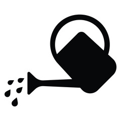 Watering can vector icon. Gardening tool black silhouette. Equipment for plant care. Symbolizing nurturing garden and flowers. © Meduza