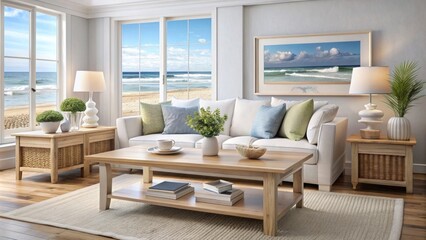 Fototapeta premium A sleek and stylish living room featuring minimalist decor, neutral tones