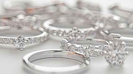 diamond rings made from white gold set copy space 