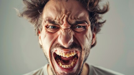 , father trying to make a crying baby happy, a funny fuzzy man opening his mouth wide open and making funny faces , fun and amusement concept ,