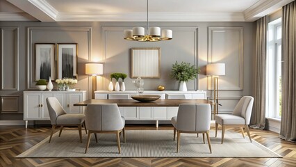 A sleek and stylish living room featuring minimalist decor, neutral tones