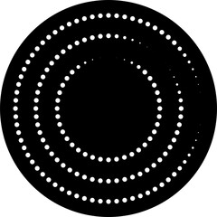 Circle with halftone dots. Design element for frame, logo, icon