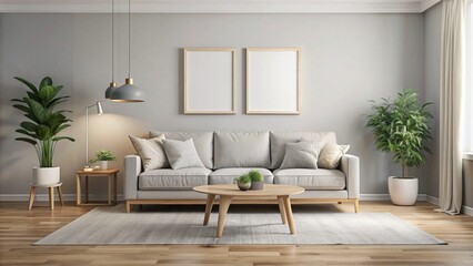 A sleek and stylish living room featuring minimalist decor, neutral tones