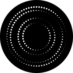 Circle with halftone dots. Design element for frame, logo, icon