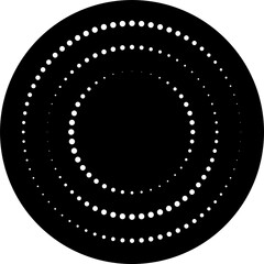 Circle with halftone dots. Design element for frame, logo, icon