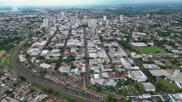 Wide, aerial view of the city of Apucarana, Paran&aacute;, Brazil