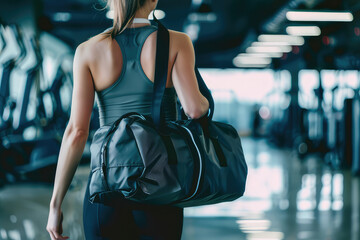 Fototapeta premium Teen athlete carrying gym bag for workout