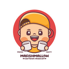 Obraz premium marshmallow cartoon mascot design, for culinary and other businesses