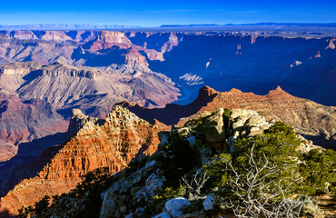 Scenic view of the grand canyon bathed in vibrant sunset colors, Grand Canyon national park, Arizona, USA