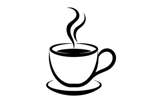 coffee cup line sketch tea icon vector illustration