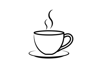 coffee cup line sketch tea icon vector illustration