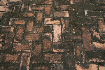Old dirty brick floor texture background.