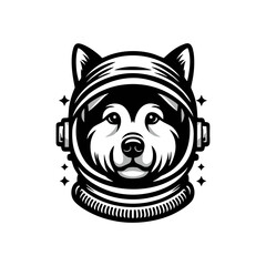 astronaut dog head logo design. astronaut dog head illustration