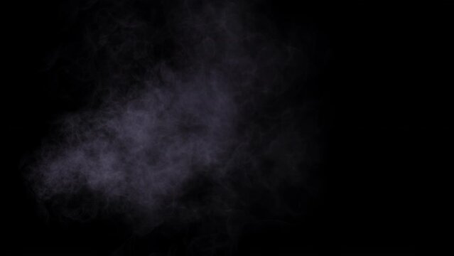 A Dark Smoke Cloud is seen isolated on a black background, moving artistically in the image