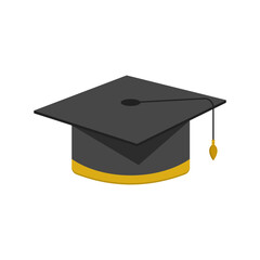 Graduation or Convocation Cap flat vector design on white background