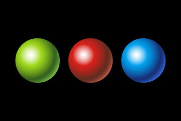 Red Green and Blue Glossy Sphere on Black Background
