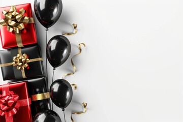 Luxury black balloons with gold ribbon