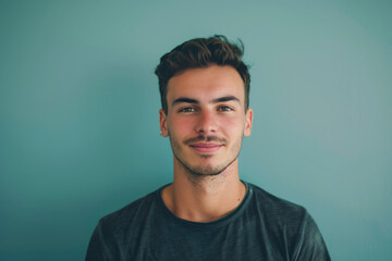 Fototapeta premium A close up portrait of a young man with a subtle smile