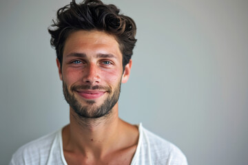 Fototapeta premium A close up portrait of a young man with a subtle smile