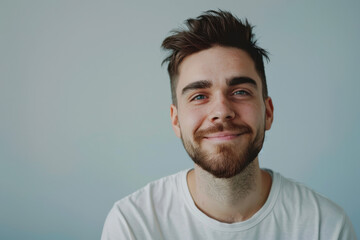 Fototapeta premium A close up portrait of a young man with a subtle smile