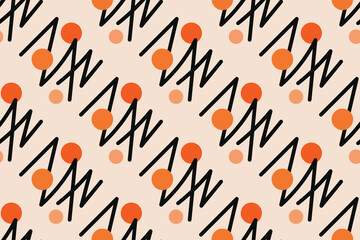 Geometric seamless pattern with orange and white color Simple vector graphics.