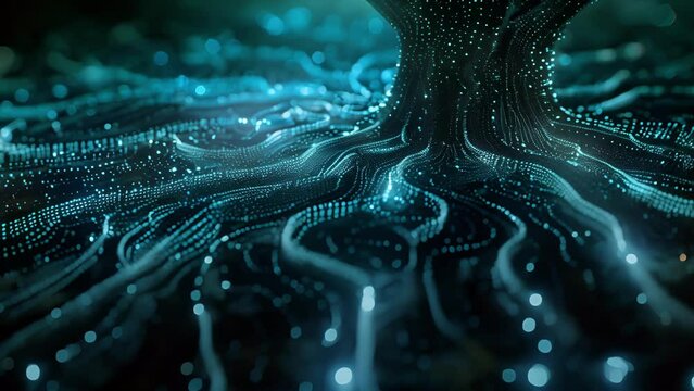 The trees roots extended deep into the ground tapping into the vast reserves of information that lay beneath the surface.