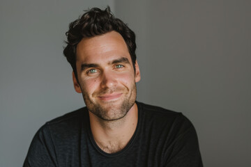 Fototapeta premium A close up portrait of a young man with a subtle smile