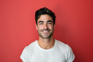 Fototapeta premium A close up portrait of a young man with a subtle smile