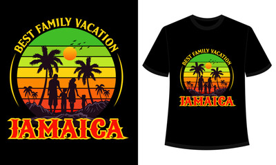 Best Family Vacation Jamaica Summer T-shirt Design, Jamaica Ocean Summer 
vibes holiday tropical beach, surfing, Sea Beach, Surf Paradise, typography retro 
vintage sunglasses trendy t-shirt design
