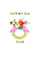 しめ縄のイラストのおしゃれな年賀状　2025年