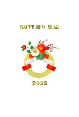 しめ縄のイラストのおしゃれな年賀状　2025年