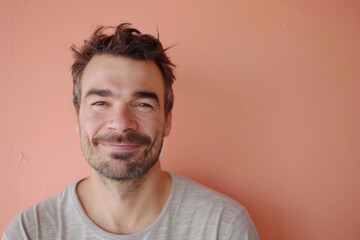 Fototapeta premium A close up portrait of a young man with a subtle smile