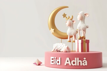 Wishing you a blessed Eid al-Adha celebration with family and friends, Celebrating Eid al-Adha with prayers, feasts, and joyous gatherings, Happy Eid al-Adha! Generative AI