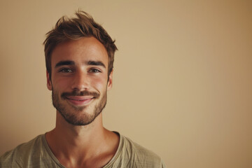 Fototapeta premium A close up portrait of a young man with a subtle smile