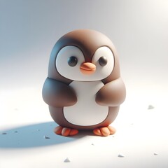 Obraz premium Cute Penguin Figurine on a White Background 