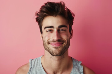 Obraz premium A close up portrait of a young man with a subtle smile