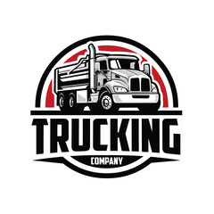 Dump truck company badge circle emblem vector. Ready made logo template set isolated. Best for trucking related industry