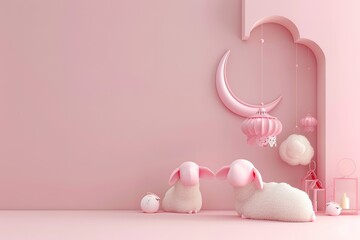 Wishing you a blessed Eid al-Adha celebration with family and friends, Celebrating Eid al-Adha with prayers, feasts, and joyous gatherings, Happy Eid al-Adha! Generative AI