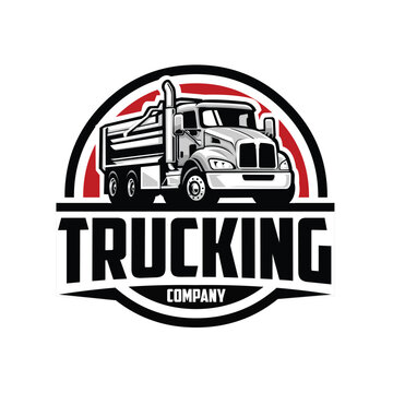 Dump truck company badge circle emblem vector. Ready made logo template set isolated. Best for trucking related industry