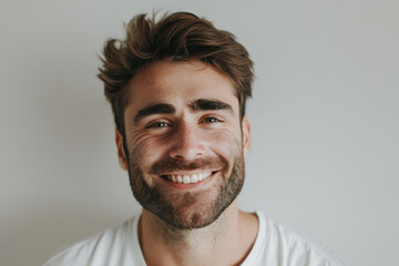 Obraz premium A close up portrait of a young man with a subtle smile