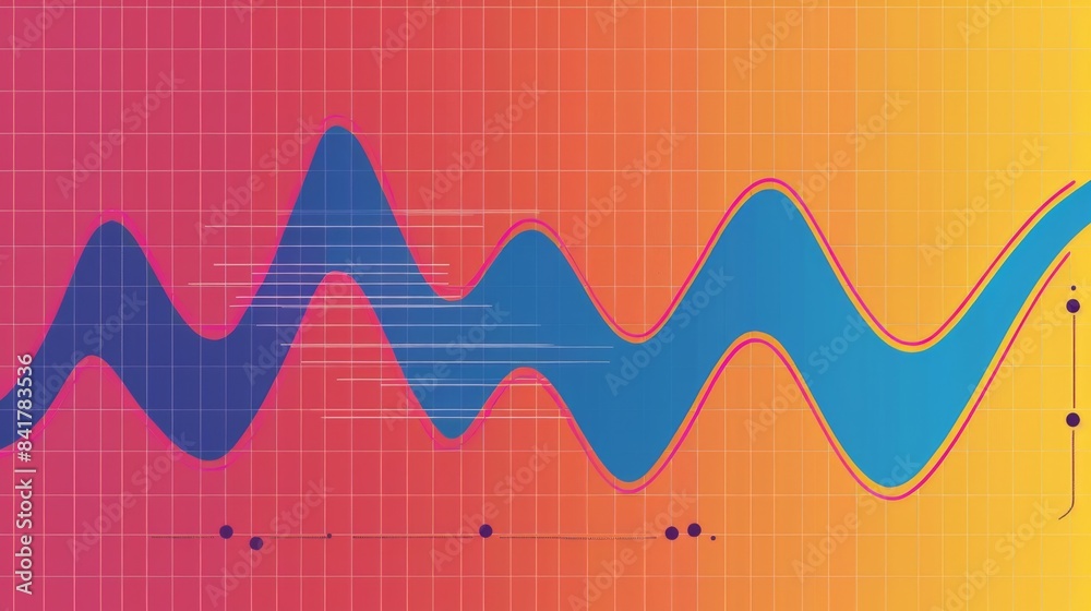 Leinwandbilder A colorful line graph displayed on a computer screen, with sharp increases and decreases representing trends.