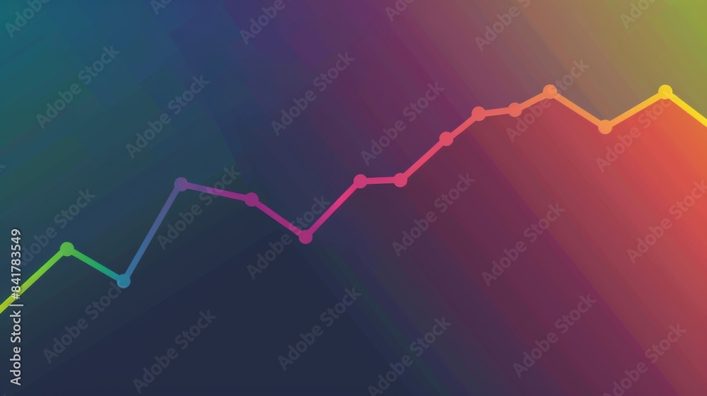 Leinwandbilder A colorful line graph displayed on a computer screen, with sharp increases and decreases representing trends.