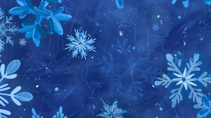 Creative festive background with blue snowflakes for winter holiday artistic design