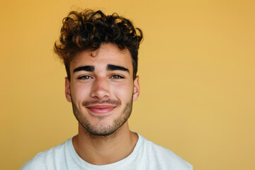 Obraz premium A close up portrait of a young man with a subtle smile