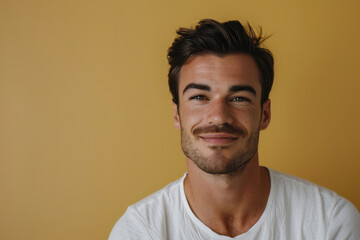 Fototapeta premium A close up portrait of a young man with a subtle smile